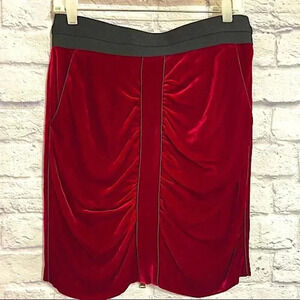 BCBG MaxAzria Boho Velvet Skirt With Ruching And Zipper In The Back Steampunk